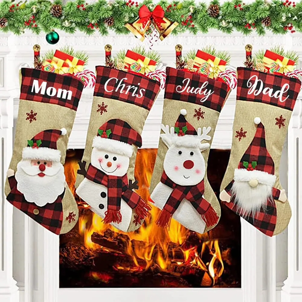 Christmas Stocking Hanging - ถุงน่องวันหยุดคริสต์มาสถุงแขวนคริสต์มาสปีใหม่ต้นคริสต์มาสตกแต่งเตาผิงถุงเท้าเครื่องประดับคริสต์มาส1ชิ้น