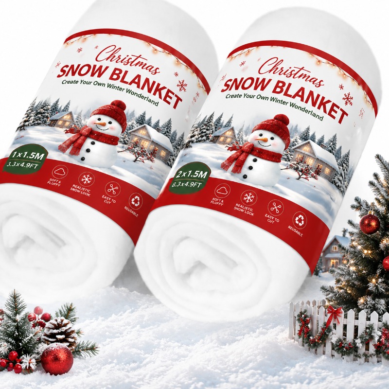 Christmas Throw Blanket - พรมหิมะเทียม ผ้าห่มหิมะปลอม แผ่นรองต้นคริสต์มาส ของตกแต่งหมู่บ้านในวันหยุดฤดูหนาว ผ้าห่มหิมะคริสต์มาสแบบม้วน ผ้าฝ้ายนุ่มสำหรับตกแต่ง