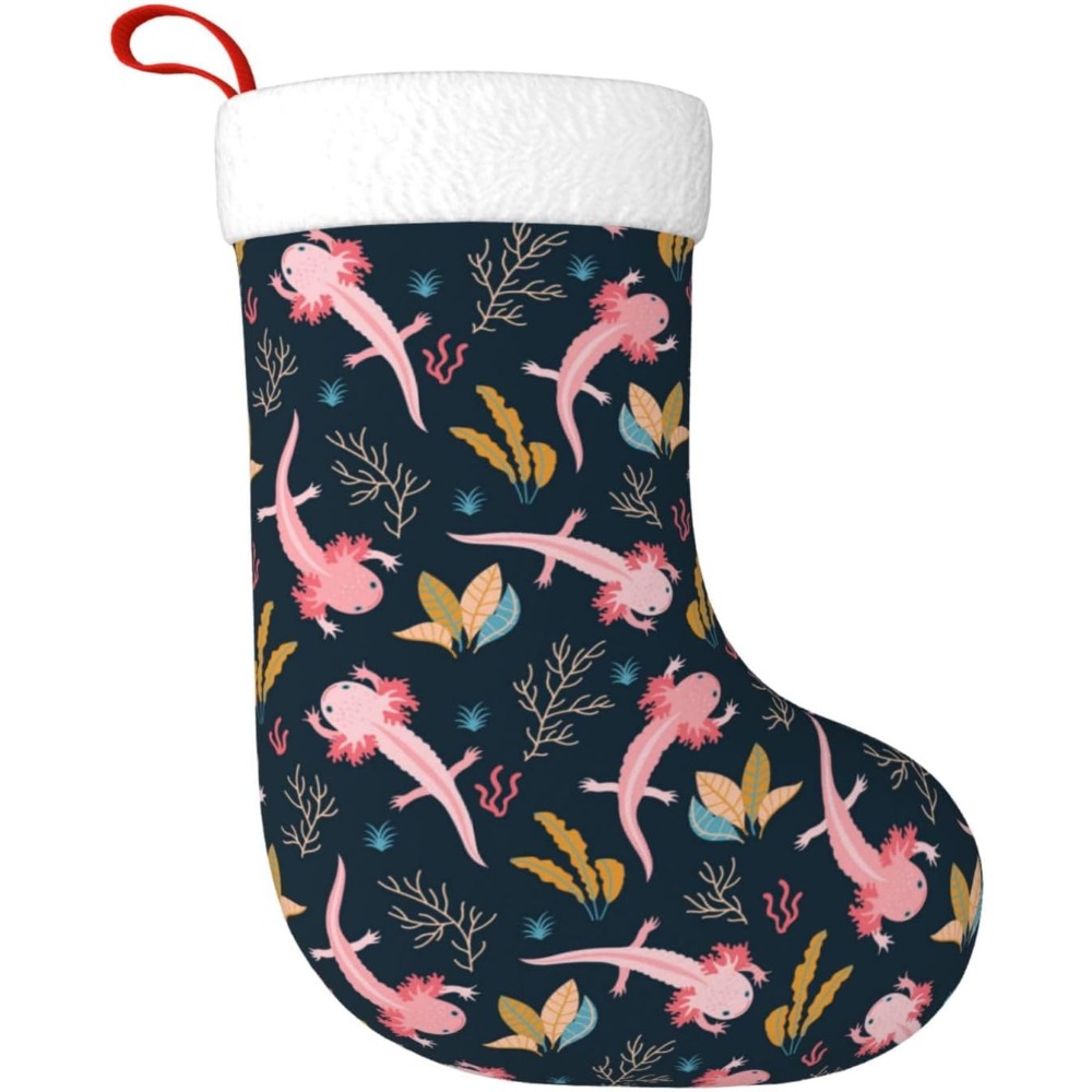 Christmas Stocking Hanging - ถุงน่องคริสต์มาสลายอ็อกโซโลต์ลน่ารัก ตกแต่งแขวนสำหรับตกแต่งเตาผิง งานปาร์ตี้ครอบครัว และเทศกาลต่างๆ