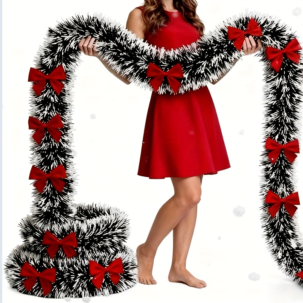 Christmas Wreath Fake - พวงมาลัยคริสต์มาสประดิษฐ์ พวงมาลัยตกแต่งคริสต์มาสพร้อมโบว์ สำหรับทำพวงหรีด ตกแต่งต้นคริสต์มาส ของตกแต่งบ้าน โต๊ะอาหาร