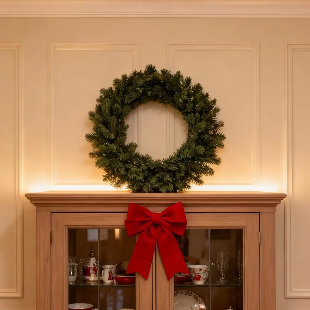 Christmas Wreath Fake - พวงหรีดต้นสนประดิษฐ์ ตกแต่งคริสต์มาส งานปาร์ตี้ วันหยุด สวน งานแต่งงาน