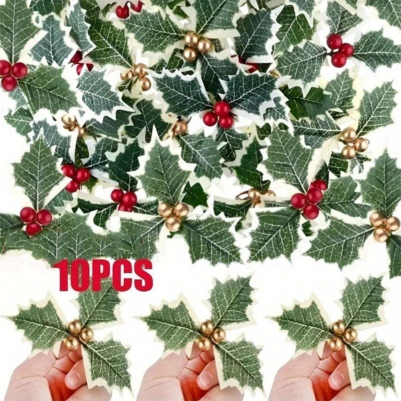 10 ชิ้น ผลฮอลลี่ประดิษฐ์ ใบไม้ - Christmas Wreath Fake บทวิจารณ์และราคา