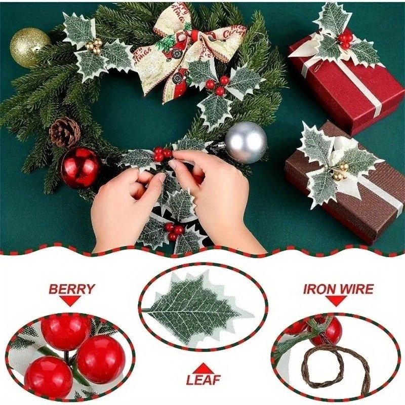 10 ชิ้น ผลฮอลลี่ประดิษฐ์ ใบไม้ - Christmas Wreath Fake บทวิจารณ์และราคา